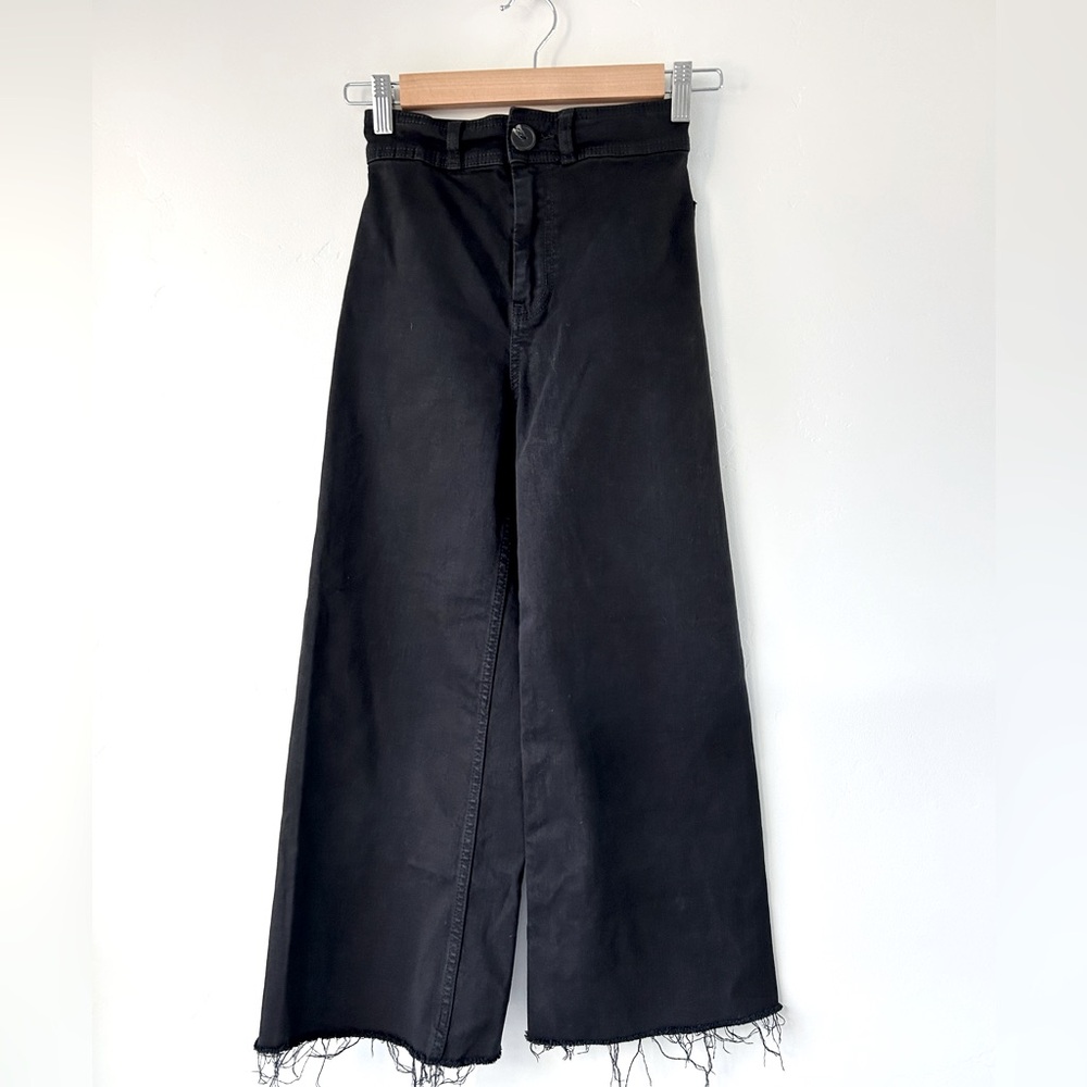 Mango Teen Girl wide leg jeans in black